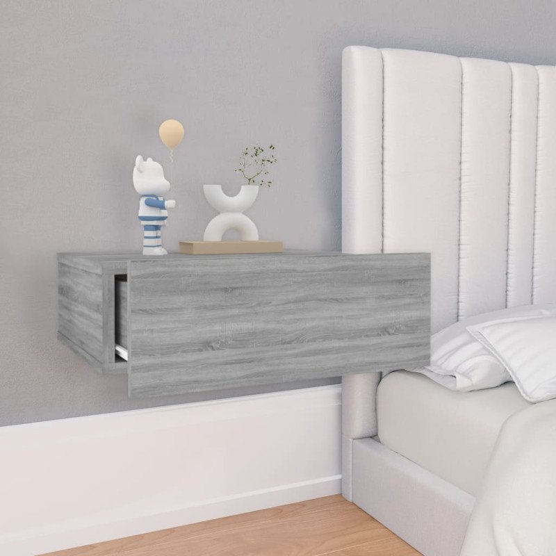 vidaXL Nástenný nočný stolík sivý sonoma 40x30x15 cm spracované drevo