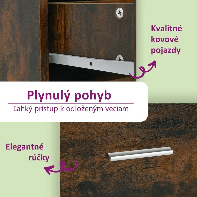 vidaXL Nočný stolík dymový dub 50x32x60 cm