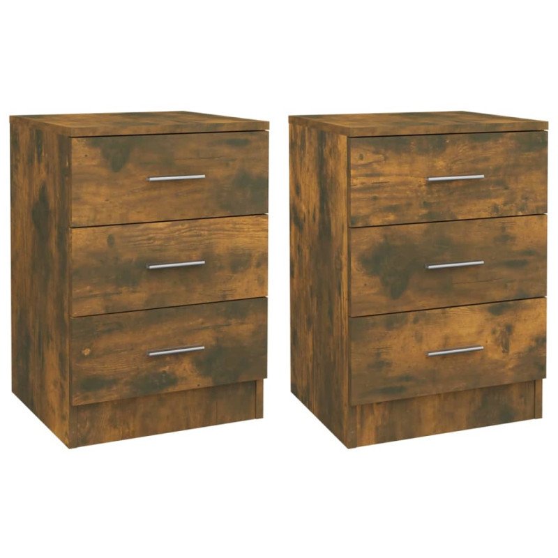 vidaXL Nočné stolíky 2 ks údený dub 38x35x56 cm spracované drevo