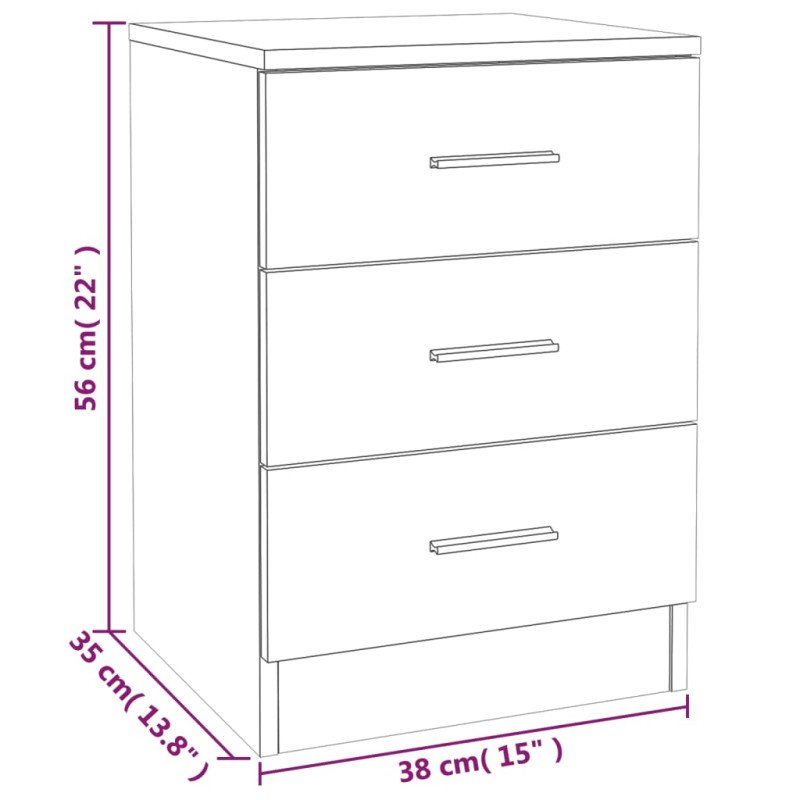 vidaXL Nočné stolíky 2 ks údený dub 38x35x56 cm spracované drevo