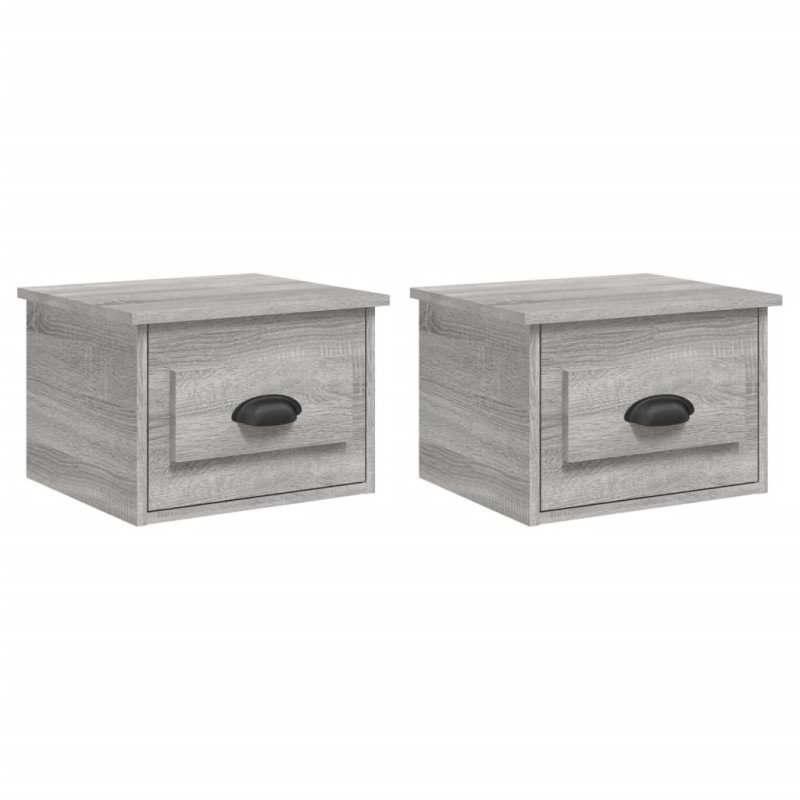 vidaXL Nástenné nočné stolíky 2 ks sivé dub sonoma 41,5x36x28cm