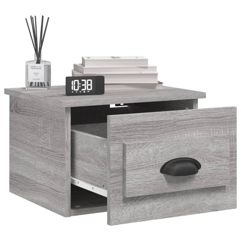 vidaXL Nástenné nočné stolíky 2 ks sivé dub sonoma 41,5x36x28cm