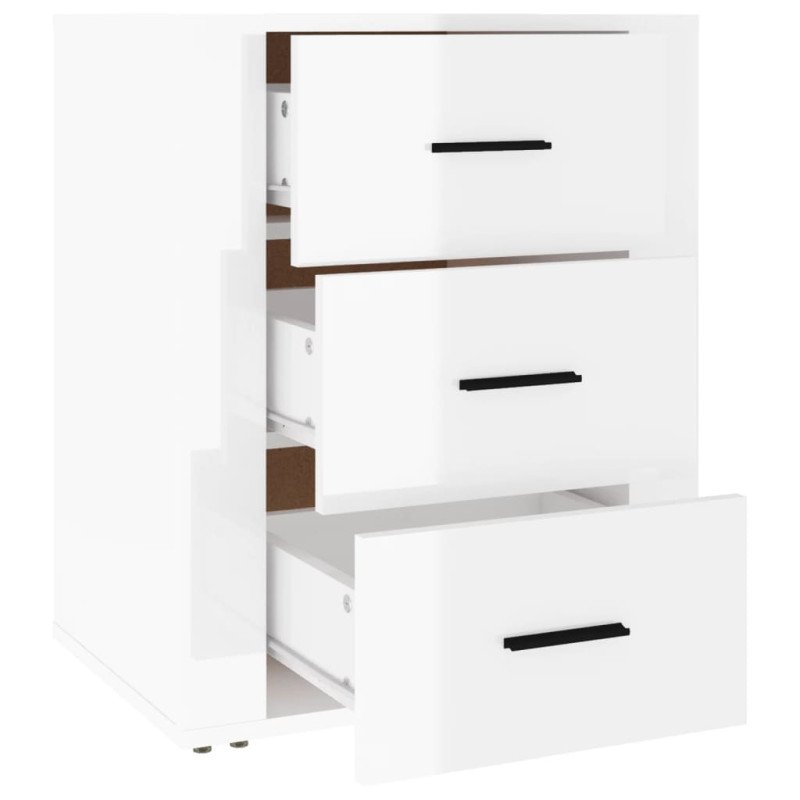 vidaXL Nočný stolík lesklý biely 50x36x60 cm spracované drevo
