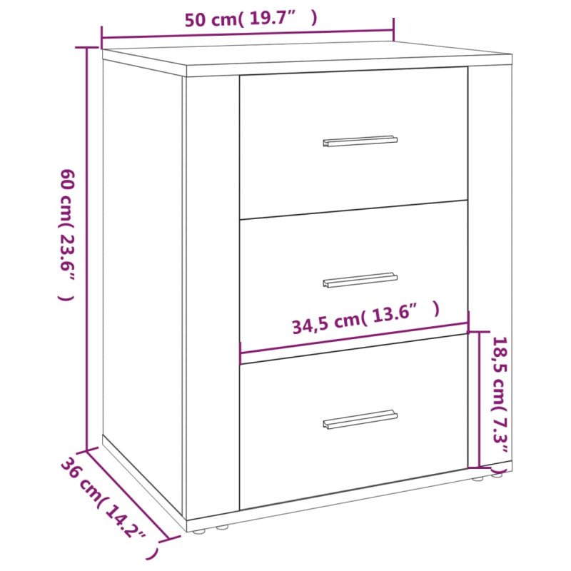 vidaXL Nočný stolík lesklý biely 50x36x60 cm spracované drevo