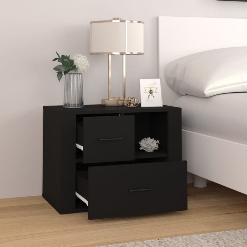 vidaXL Nočný stolík čierny 60x36x45 cm spracované drevo