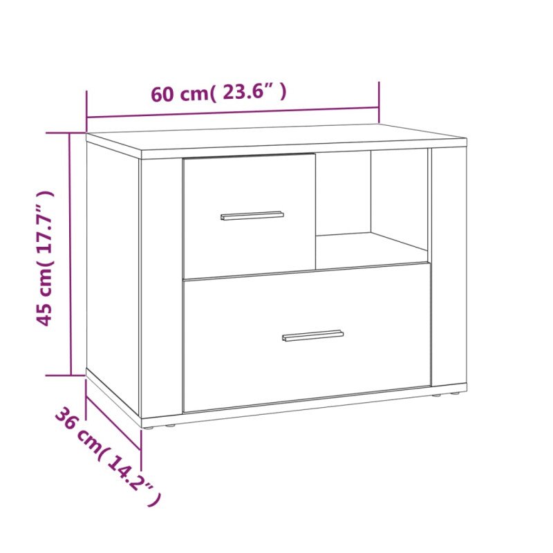 vidaXL Nočný stolík čierny 60x36x45 cm spracované drevo