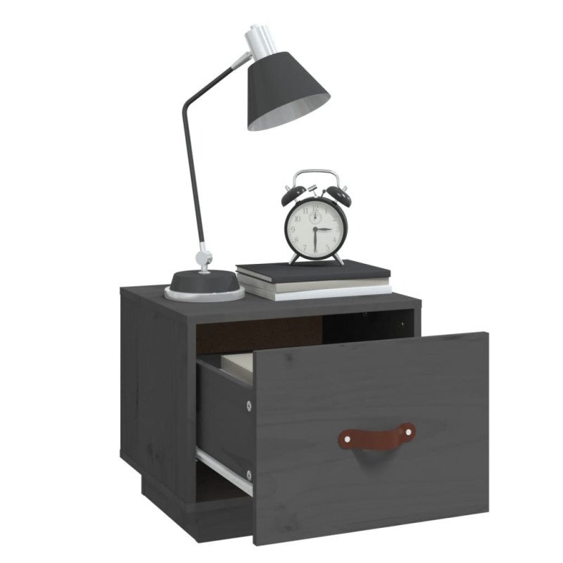 vidaXL Nočný stolík sivý 40x34x35 cm masívne borovicové drevo