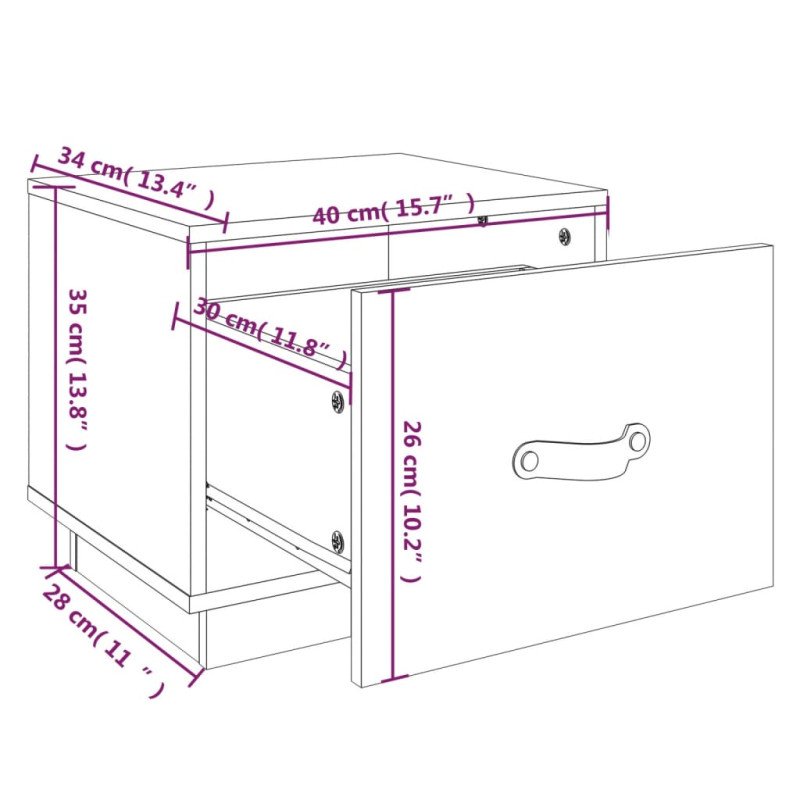 vidaXL Nočný stolík sivý 40x34x35 cm masívne borovicové drevo