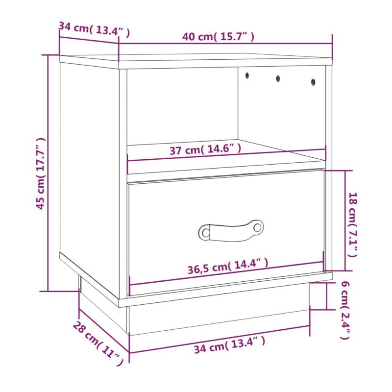 vidaXL Nočné stolíky 2 ks 40x34x45 cm borovicový masív