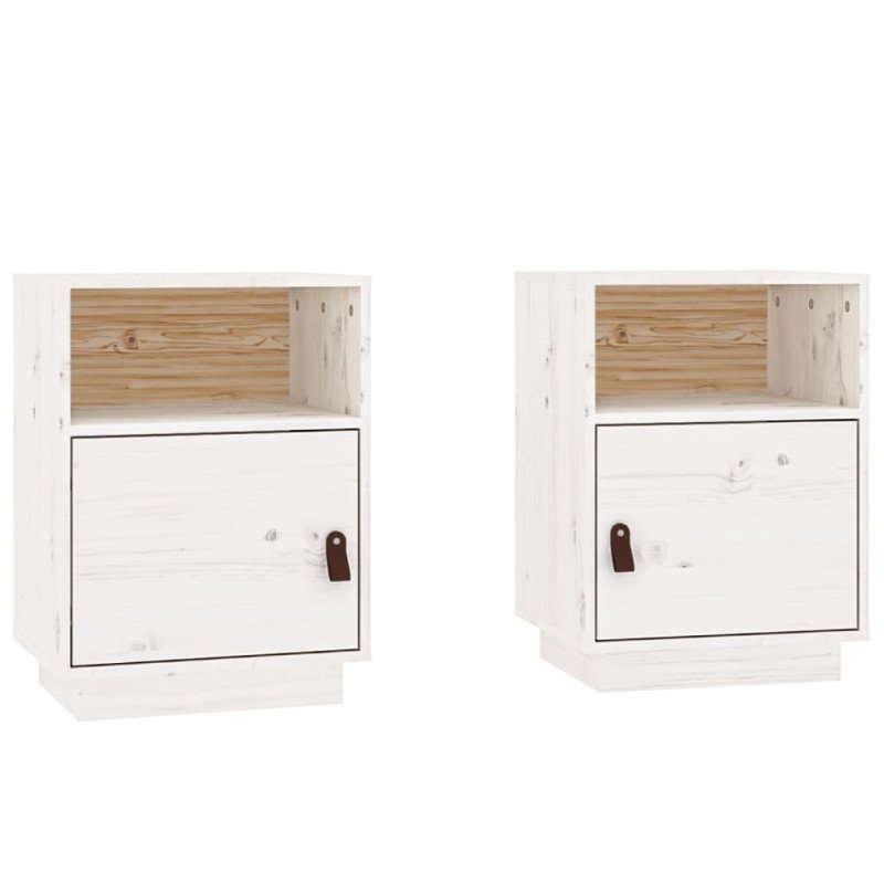 vidaXL Nočné stolíky 2 ks biele 40x34x35 cm borovicový masív
