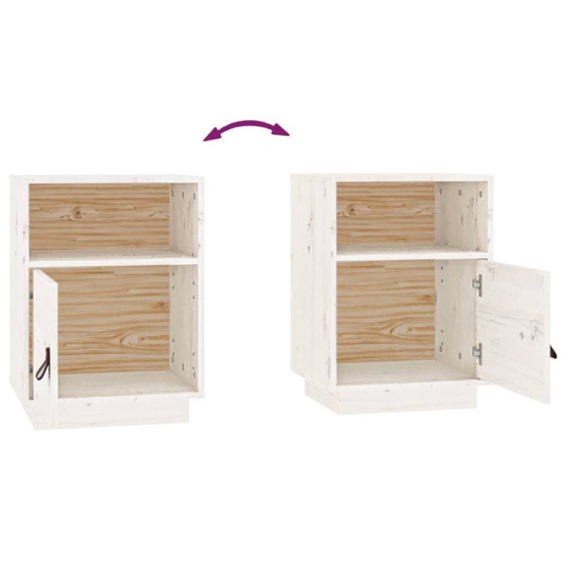 vidaXL Nočné stolíky 2 ks biele 40x34x35 cm borovicový masív