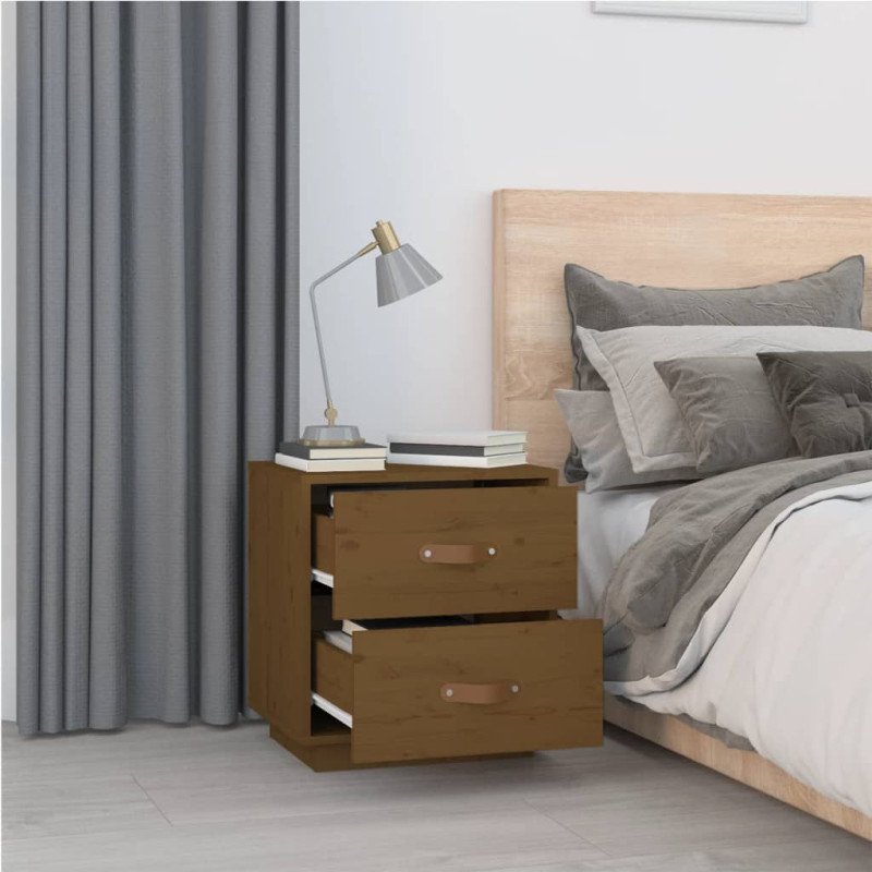 vidaXL Nočné stolíky 2 ks medovo-hnedé 40x34x35 cm borovicové drevo