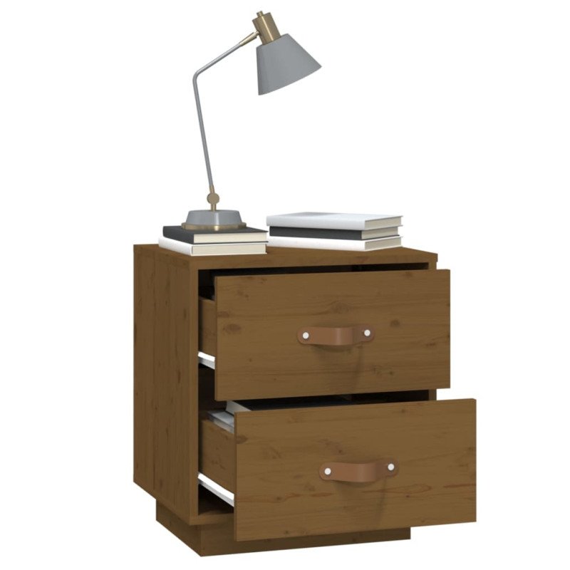 vidaXL Nočné stolíky 2 ks medovo-hnedé 40x34x35 cm borovicové drevo