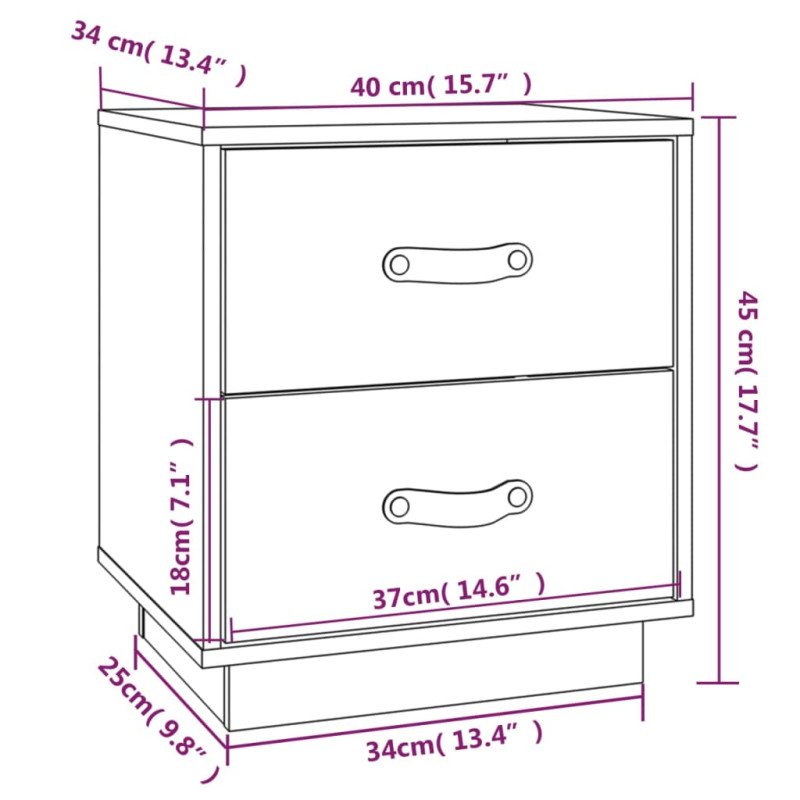 vidaXL Nočné stolíky 2 ks medovo-hnedé 40x34x35 cm borovicové drevo