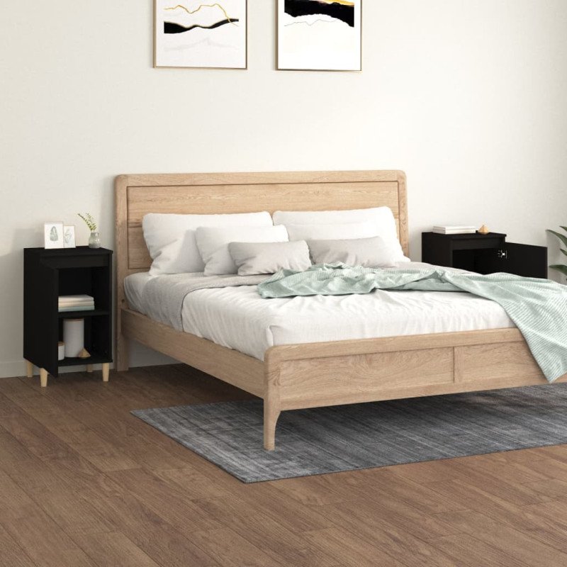 vidaXL Nočné stolíky 2 ks čierne 40x35x70 cm spracované drevo