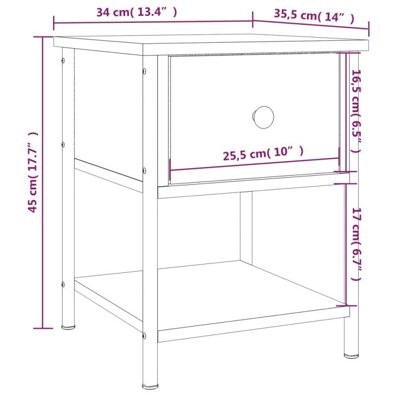 vidaXL Nočné stolíky 2 ks dymový dub 34x35,5x45 cm kompozitné drevo
