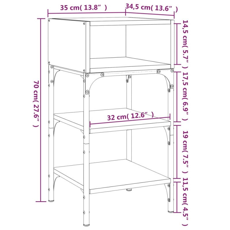 vidaXL Nočný stolík dub sonoma 35x34,5x70 cm kompozitné drevo