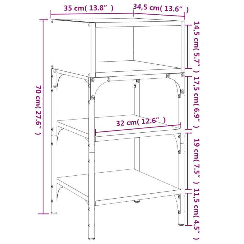 vidaXL Nočný stolík dymový dub 35x34,5x70 cm kompozitné drevo