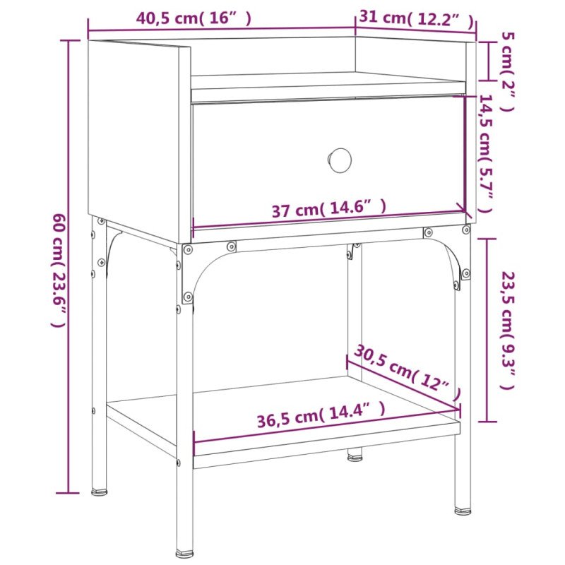 vidaXL Nočné stolíky 2 ks dymový dub 40,5x31x60 cm kompozitné drevo