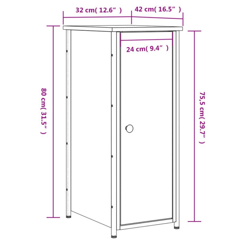 vidaXL Nočné stolíky 2 ks dymový dub 32x42x80 cm kompozitné drevo