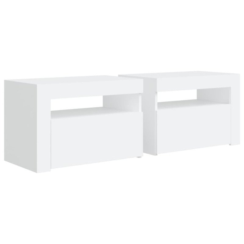vidaXL Nočné stolíky 2 ks s LED, biele 60x35x40 cm