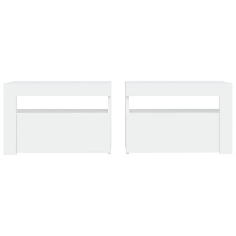 vidaXL Nočné stolíky 2 ks s LED, biele 60x35x40 cm