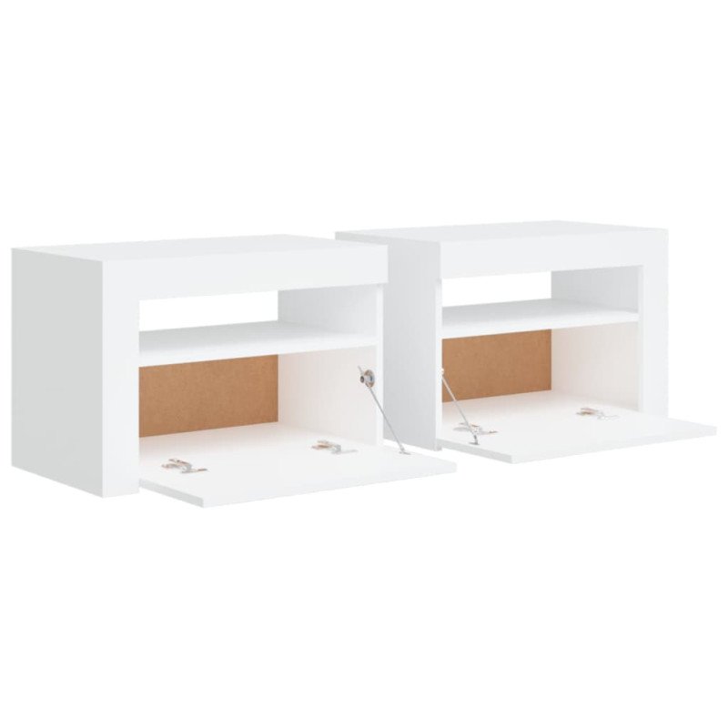 vidaXL Nočné stolíky 2 ks s LED, biele 60x35x40 cm