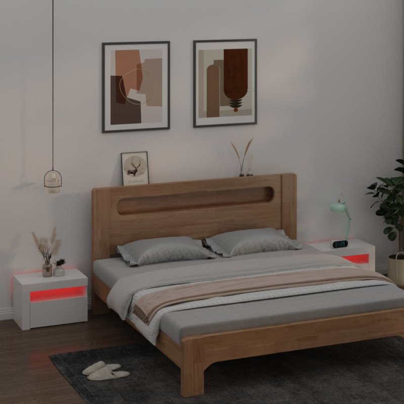 vidaXL Nočné stolíky 2 ks s LED, biele 60x35x40 cm