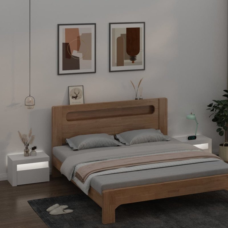vidaXL Nočné stolíky 2 ks s LED, biele 60x35x40 cm