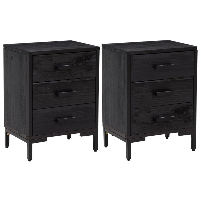vidaXL Nočné stolíky 2 ks čierne 40x30x55 cm borovicový masív