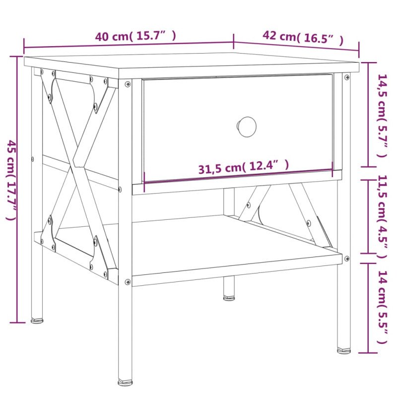 vidaXL Nočné stolíky 2 ks dub sonoma 40x42x45 kompozitné drevo