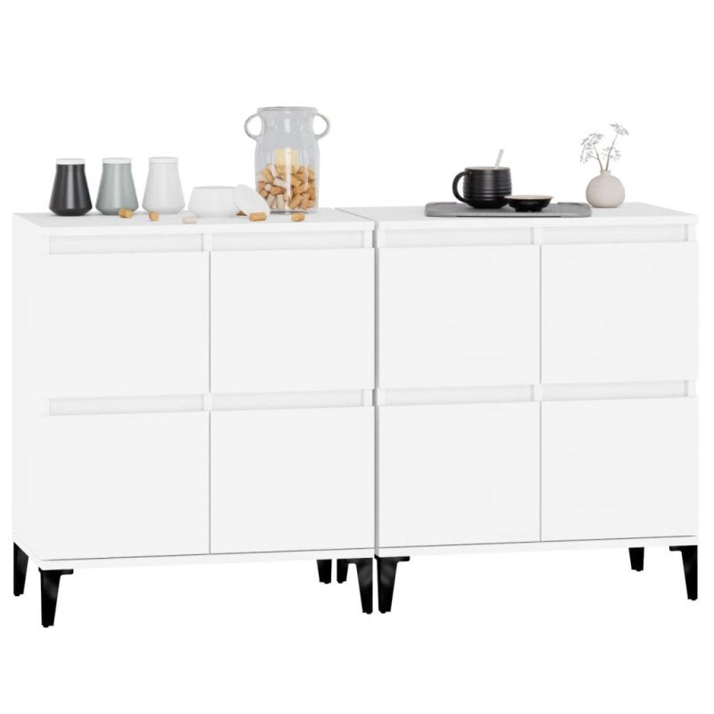 vidaXL Komody 2 ks biele 60x35x70 cm spracované drevo