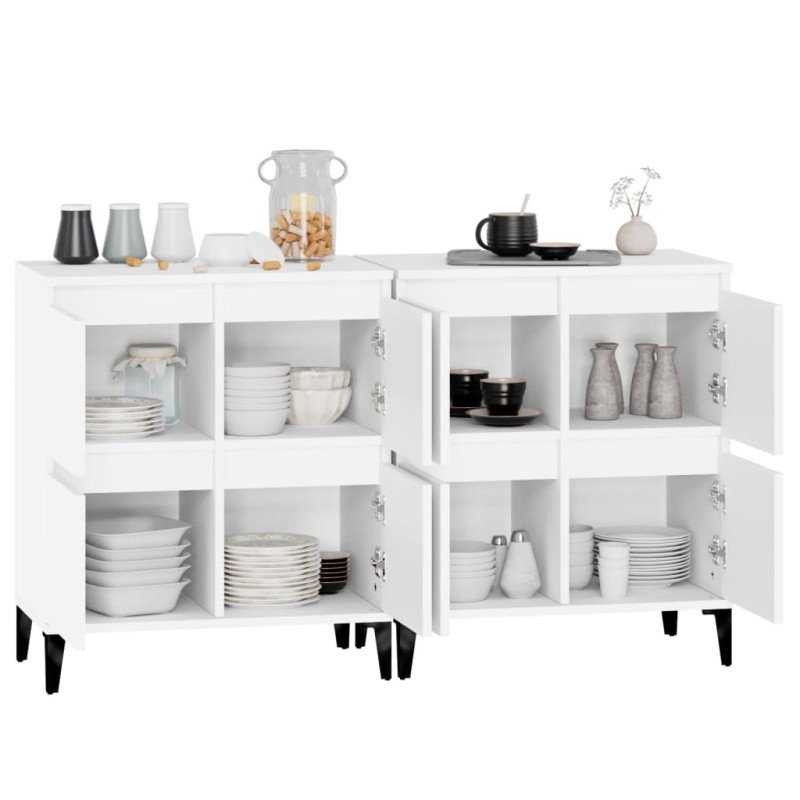 vidaXL Komody 2 ks biele 60x35x70 cm spracované drevo