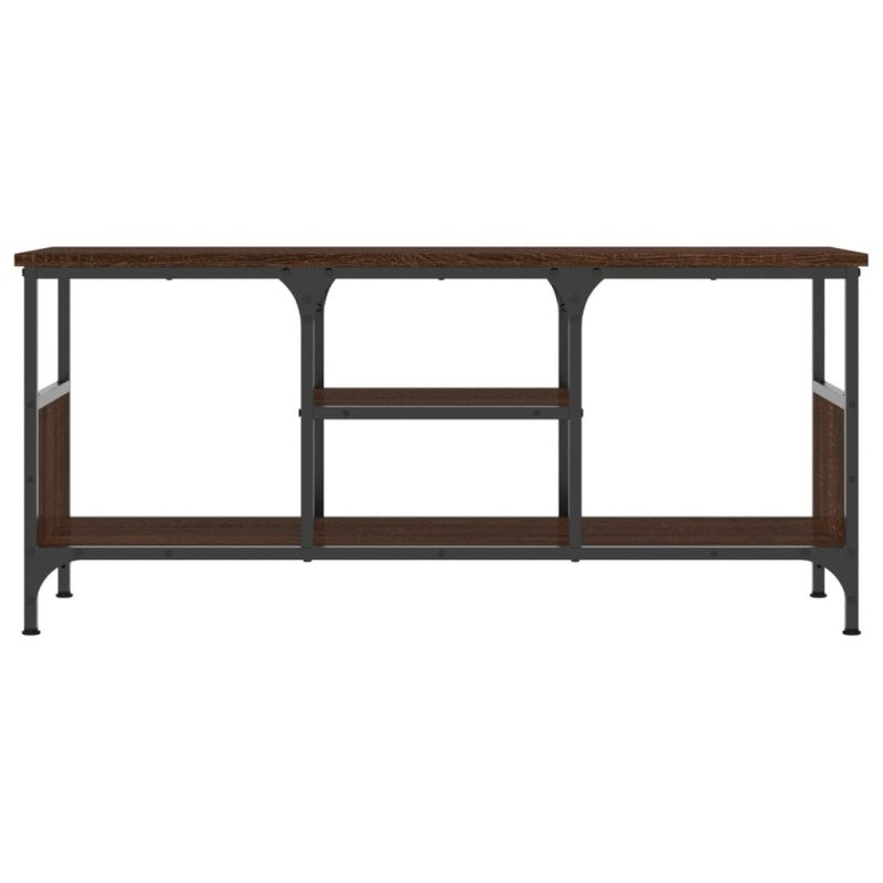 vidaXL TV skrinka hnedý dub 100x35x45 cm kompozitné drevo a železo