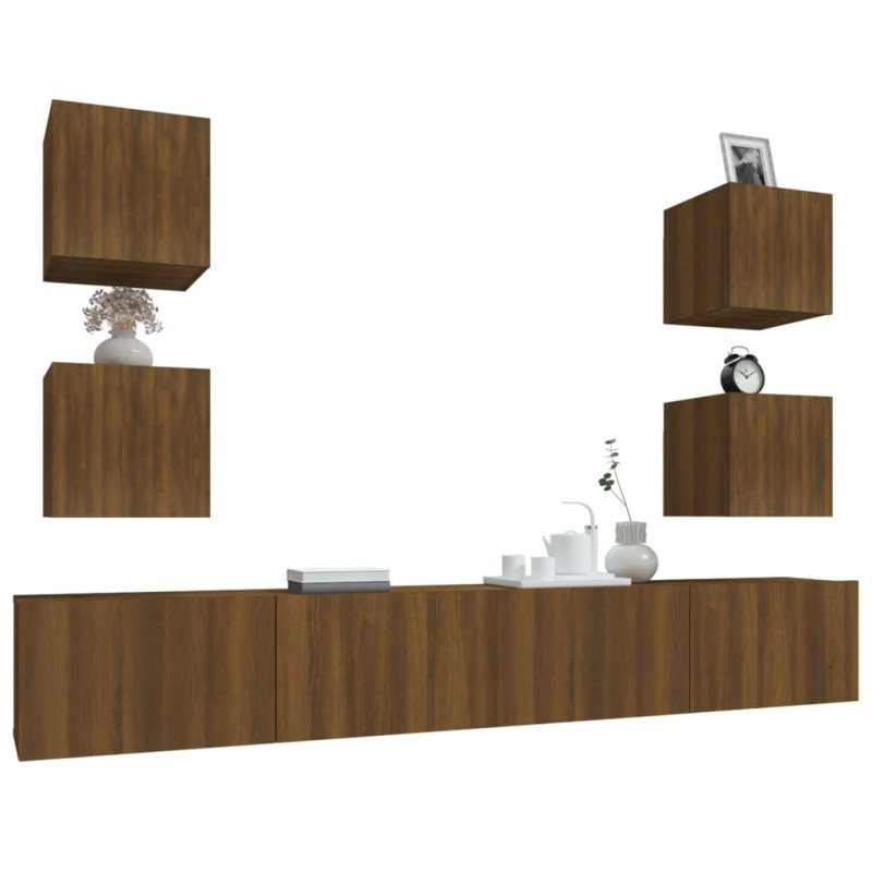 vidaXL 6-dielna súprava TV skriniek hnedý dub spracované drevo