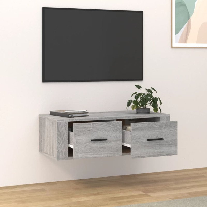 vidaXL Závesná TV skrinka sivý dub sonoma 80x36x25 cm spracované drevo