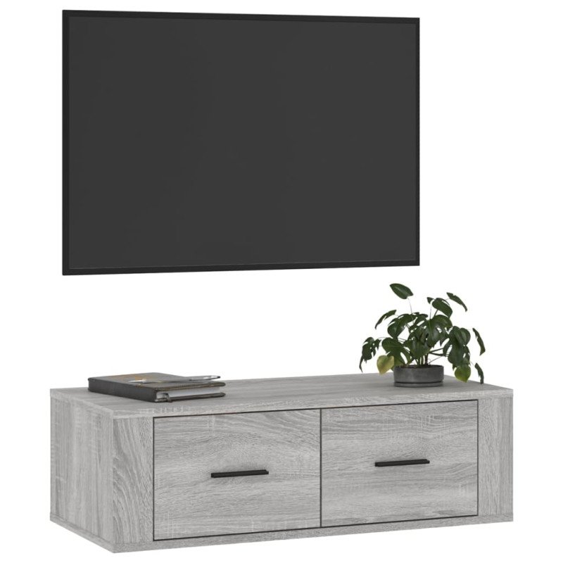 vidaXL Závesná TV skrinka sivý dub sonoma 80x36x25 cm spracované drevo
