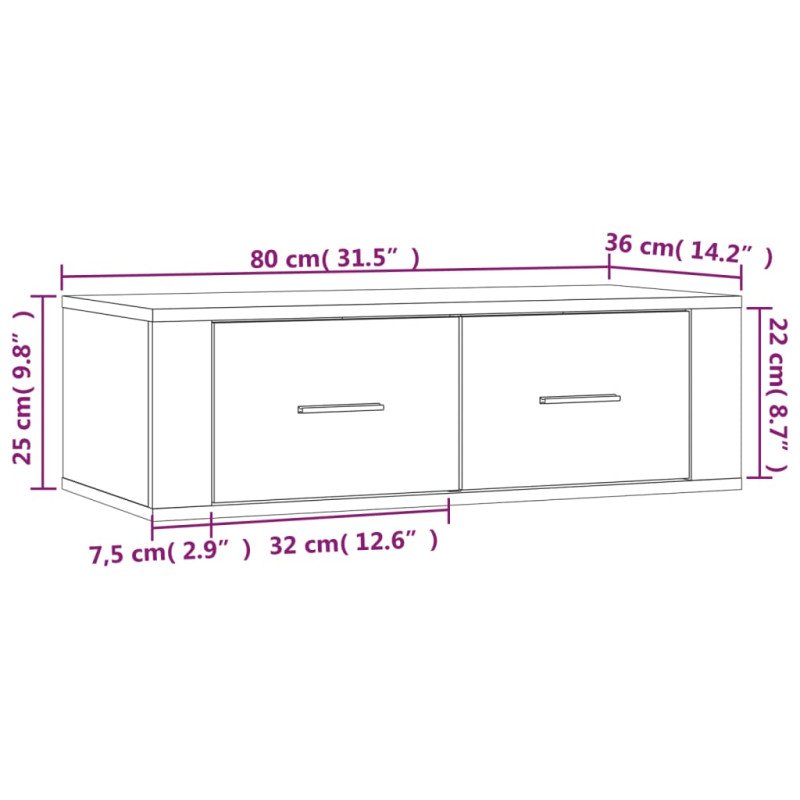 vidaXL Závesná TV skrinka sivý dub sonoma 80x36x25 cm spracované drevo