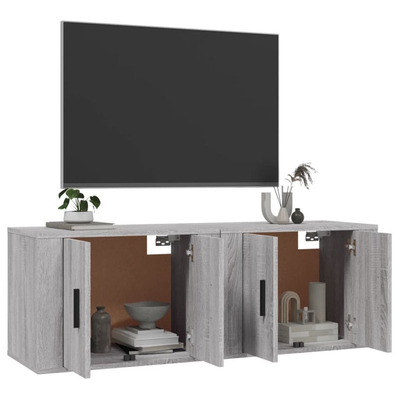 vidaXL Nástenné TV skrinky 2 ks sivé sonoma 57x34,5x40 cm