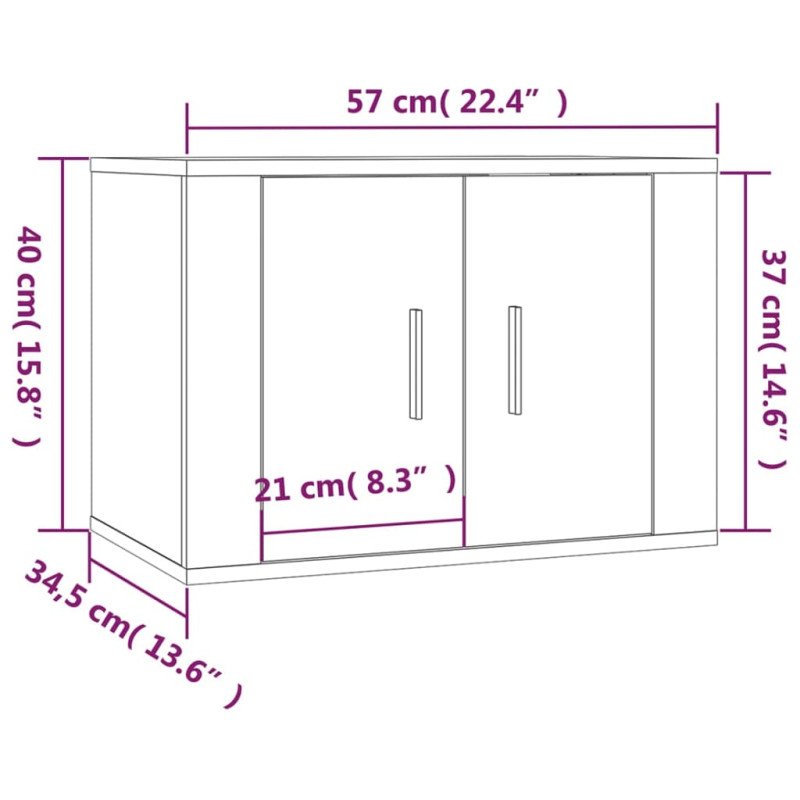vidaXL Nástenné TV skrinky 2 ks sivé sonoma 57x34,5x40 cm