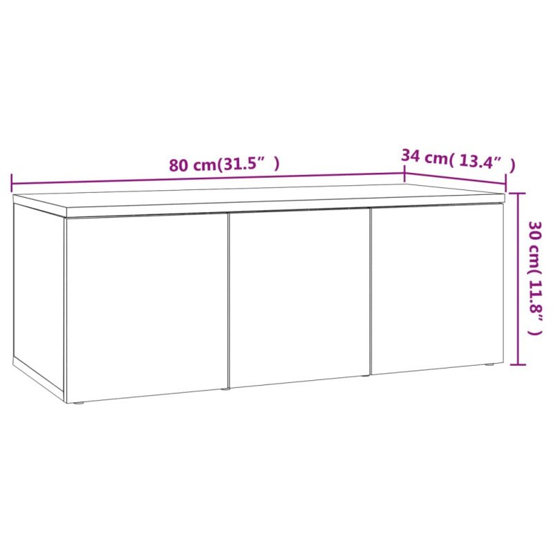 vidaXL TV skrinka dymový dub 80x34x30 cm spracované drevo