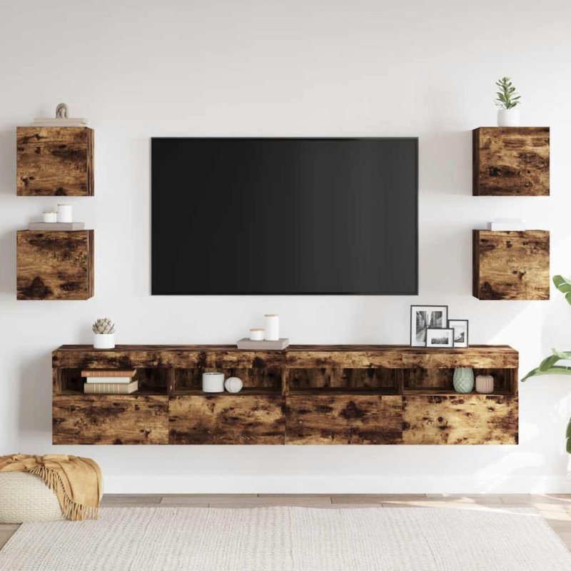 vidaXL Nástenné TV skrinky 4 ks dymový dub 30,5x30x30 cm