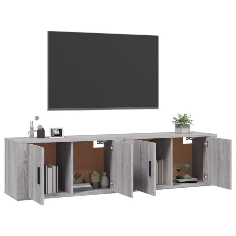 vidaXL Nástenné TV skrinky 2 ks sivé sonoma 80x34,5x40 cm