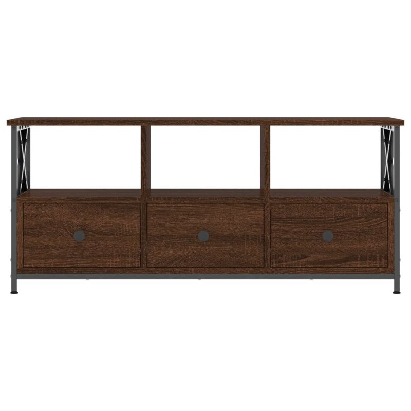 vidaXL TV skrinka hnedý dub 102x33x45 cm kompozitné drevo a železo