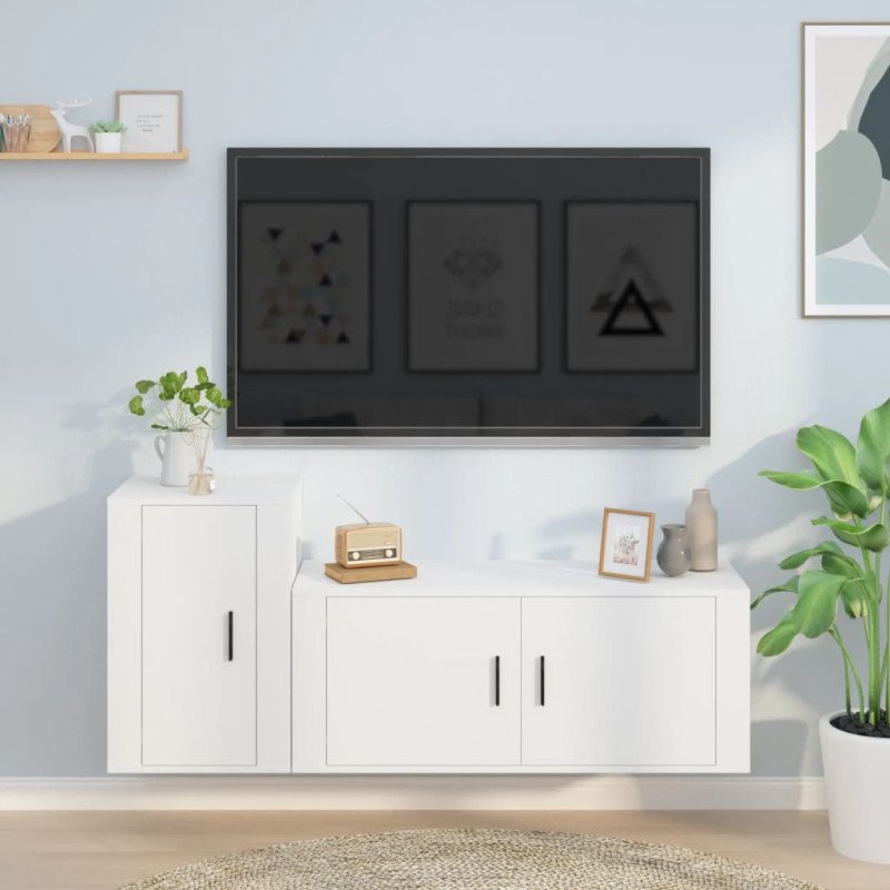 vidaXL 2-dielna súprava TV skriniek biela kompozitné drevo