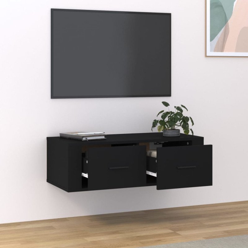 vidaXL Závesná TV skrinka čierna 80x36x25 cm spracované drevo