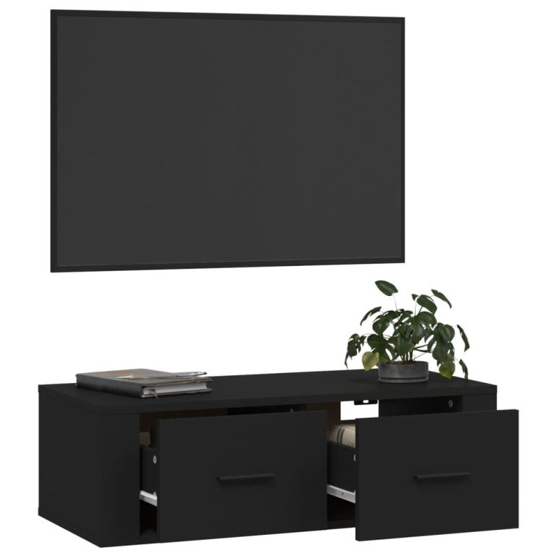 vidaXL Závesná TV skrinka čierna 80x36x25 cm spracované drevo