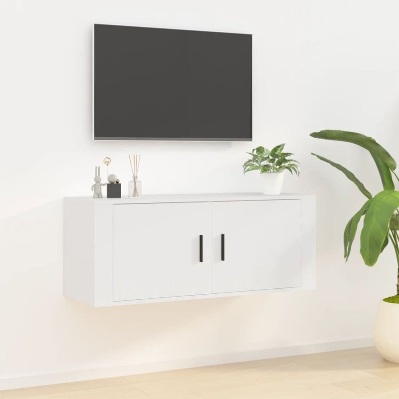 vidaXL Nástenná TV skrinka biela 100x34,5x40 cm
