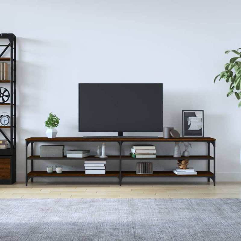 vidaXL TV skrinka hnedý dub 200x30x50 cm kompozitné drevo a kov