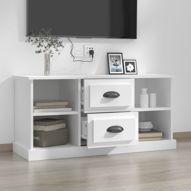 vidaXL TV skrinka biela 99,5x35,5x48 cm spracované drevo